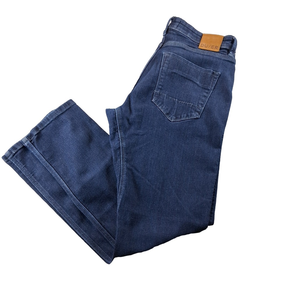 DU/ER L2X Relaxed Taper Jeans Mens 34x32 Blue Performance Denim Coolmax